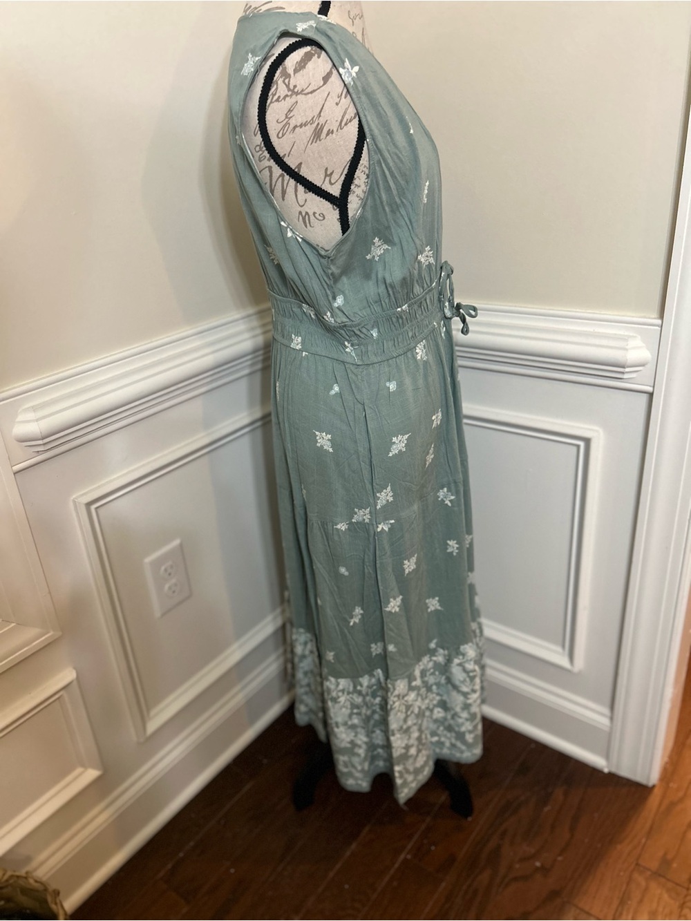 Lucky Brand Sage Green Sleeveless Embroidered Maxi Dress - Picture 2 of 9